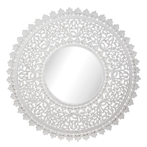 Dekorativt hvitt rundt speil